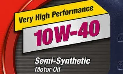Этикетка полусинтетического масла 10W-40 Very High Performance.