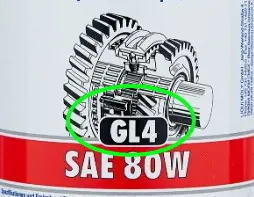 Маркировка API GL-4 на этикетке трансмиссионного масла SAE 80W (класс для МКПП)