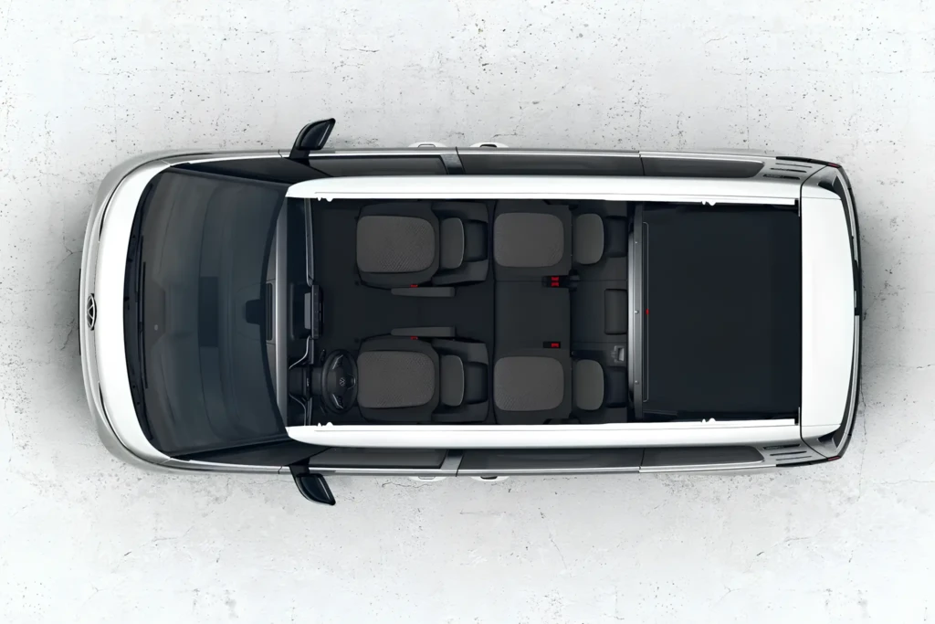Volkswagen ID. Buzz: вигляд зверху на салон і багажний простір, схема компонування сидінь