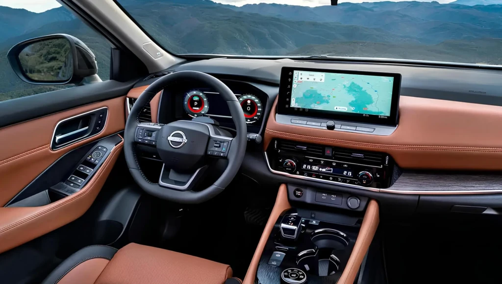 Nissan X-Trail 2026: интерьер кроссовера с цифровой панелью приборов и центральным дисплеем