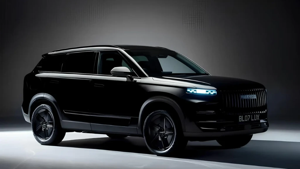 Jaecoo 7 SHS-H у чорному кузові, вид спереду збоку