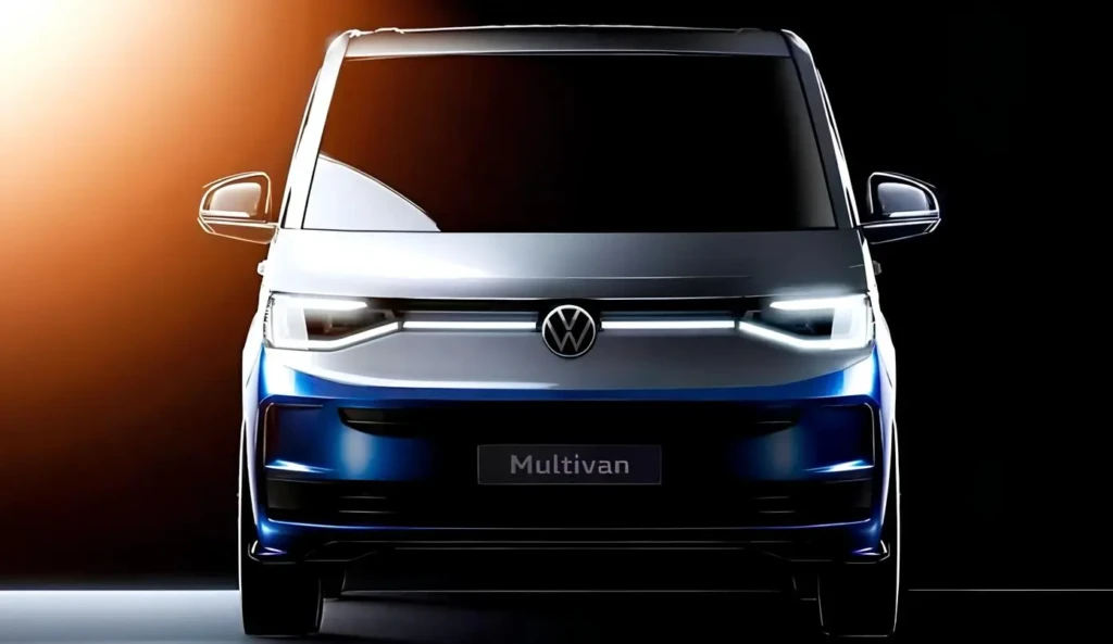 Оновлені Caddy та Multivan: передня частина Volkswagen Multivan на студійному промозображенні