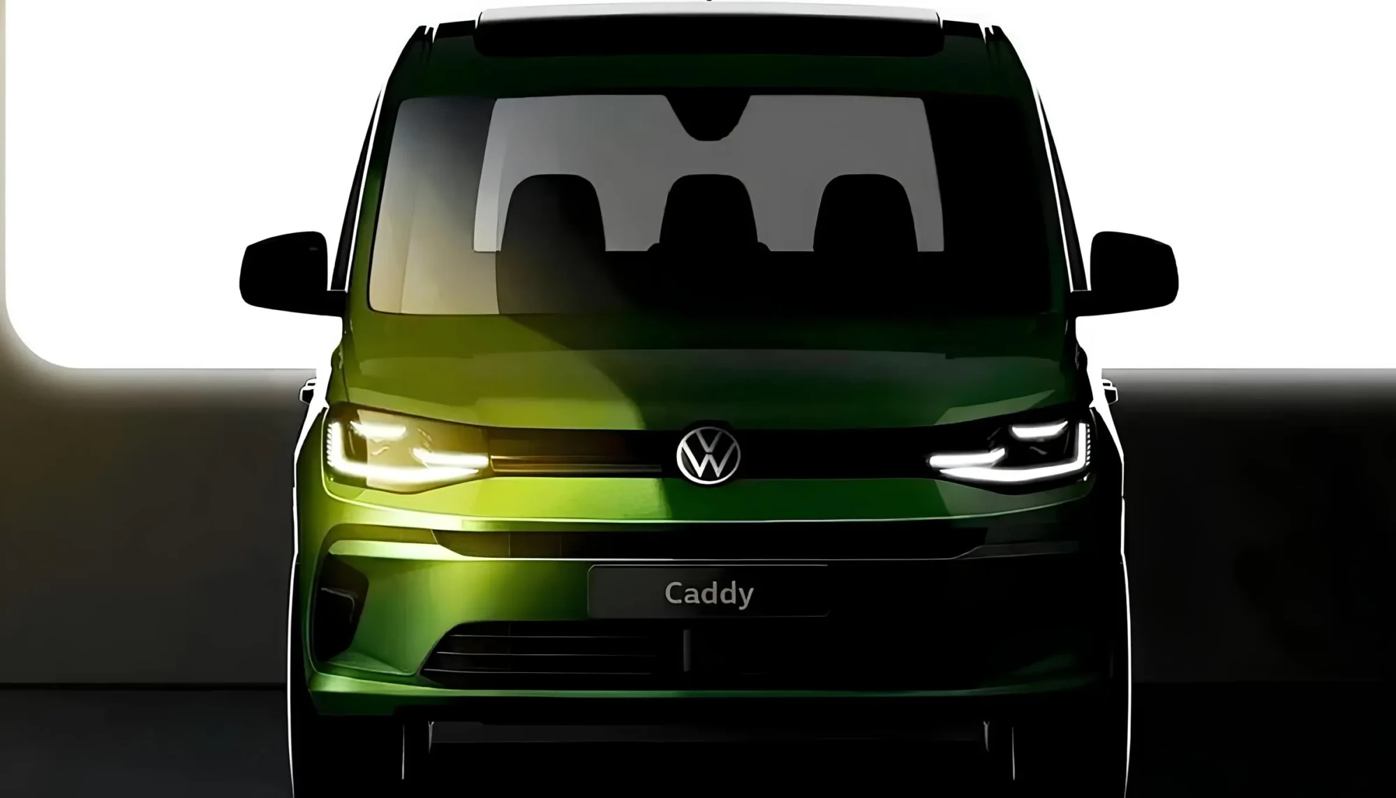 Оновлені Caddy та Multivan: передня частина зеленого Volkswagen Caddy на промозображенні