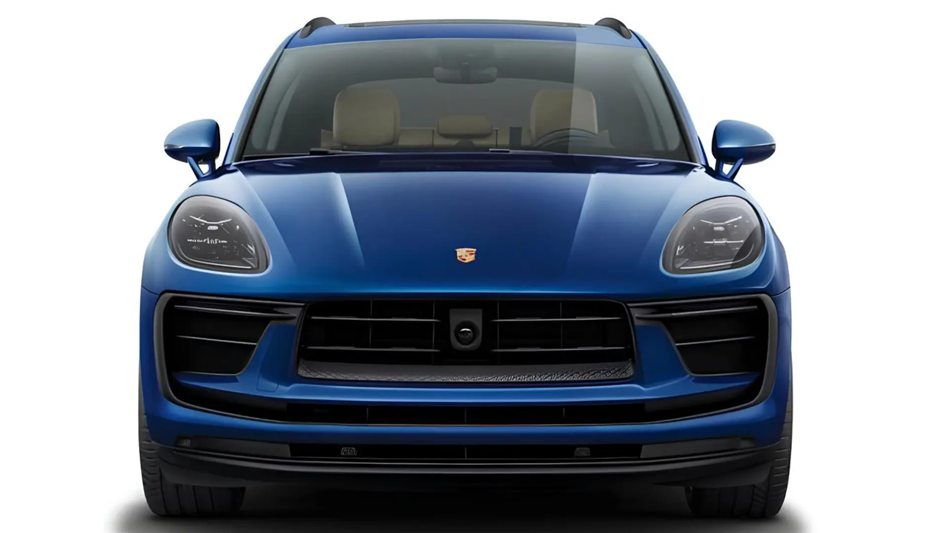 Новий бензиновий кросовер Porsche синього кольору, вигляд спереду