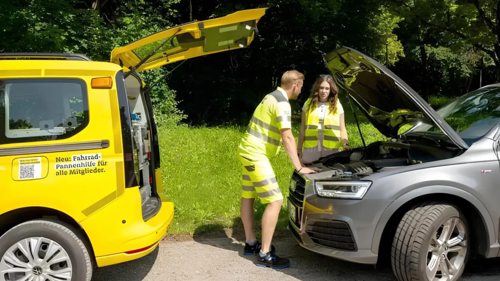 Автомобіль з відкритим капотом під час допомоги на дорозі