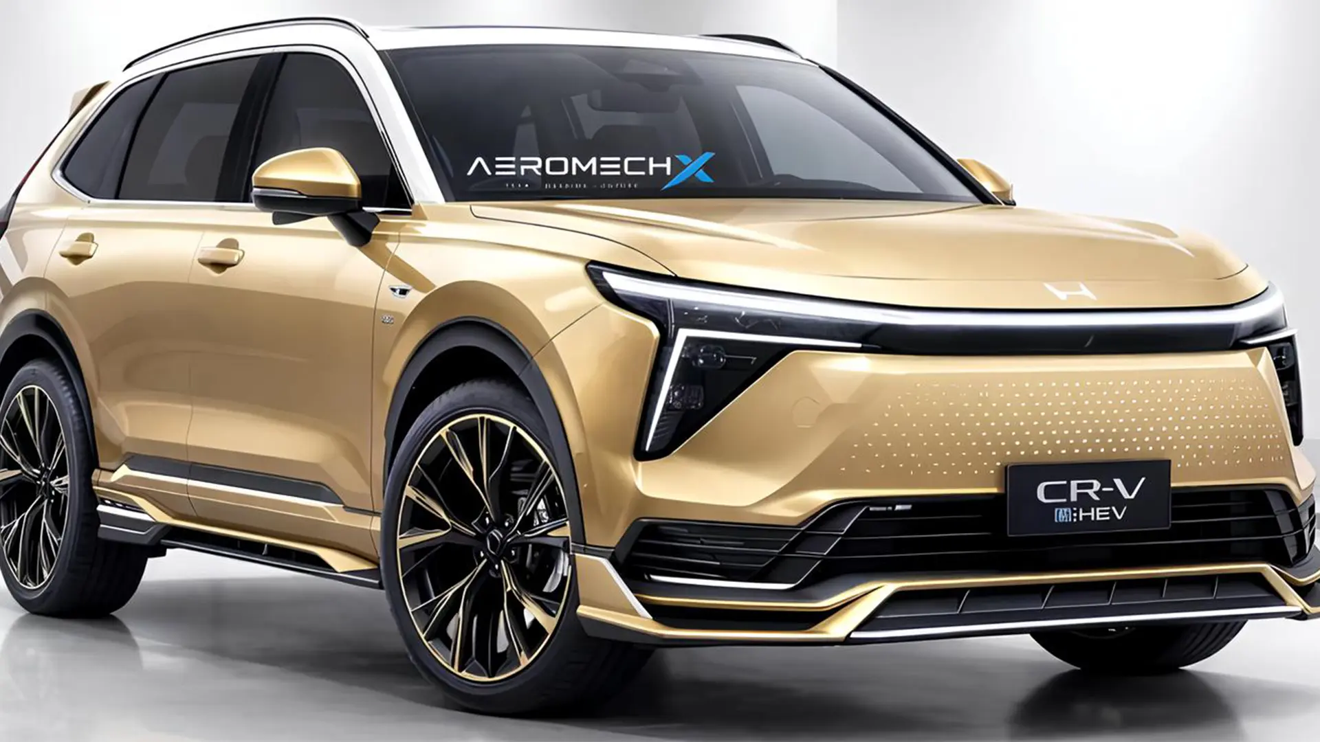 Новий Honda CR-V у золотистому кузові, вигляд спереду збоку