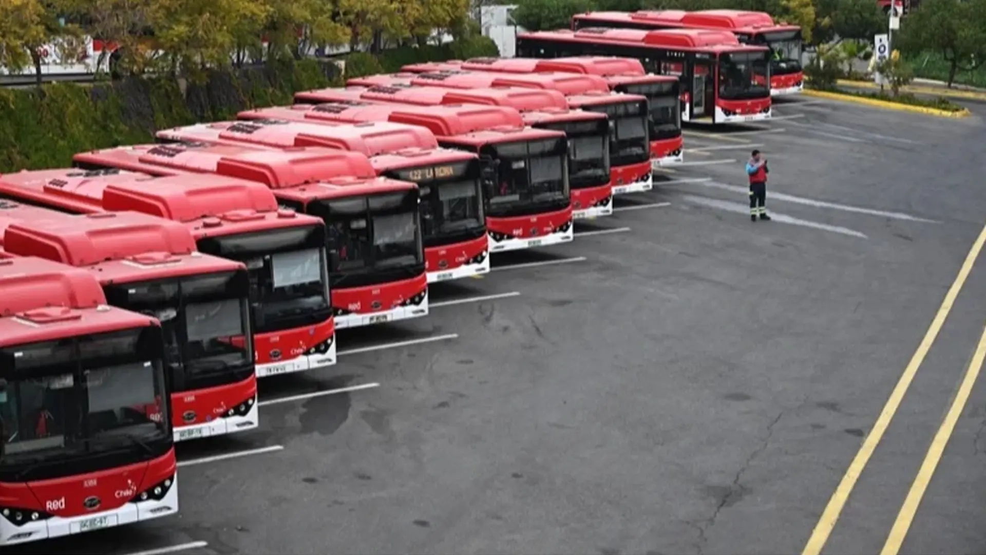 Ряд міських автобусів на стоянці як ілюстрація до теми ринку автобусів в Україні