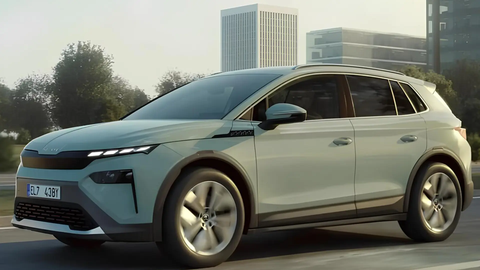 Skoda Elroq 60 у русі на міській дорозі