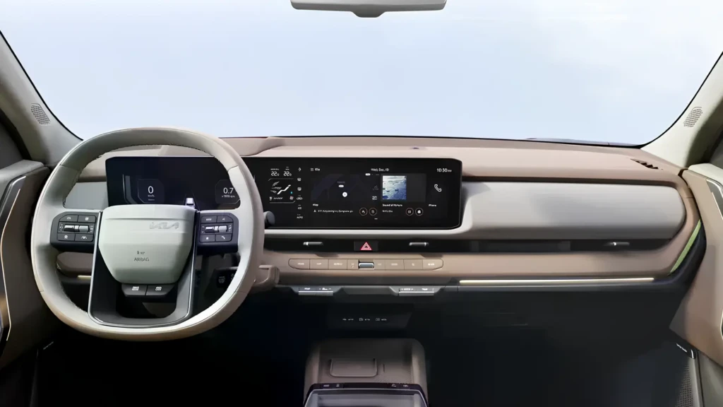 Інтер’єр Kia Seltos нового покоління з цифровою панеллю приладів, широким дисплеєм і мінімалістичною передньою панеллю
