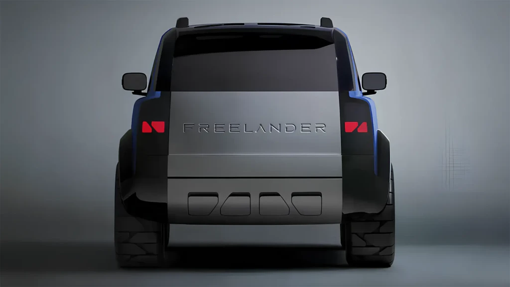 Новий Freelander Concept 97 ззаду з мінімалістичним дизайном і вузькими задніми ліхтарями