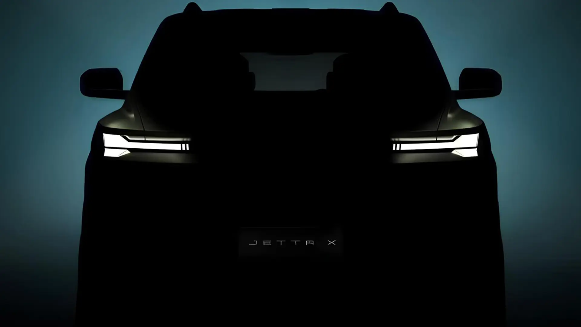 Новий Volkswagen Jetta X у затемненому тизері з увімкненою світлодіодною оптикою