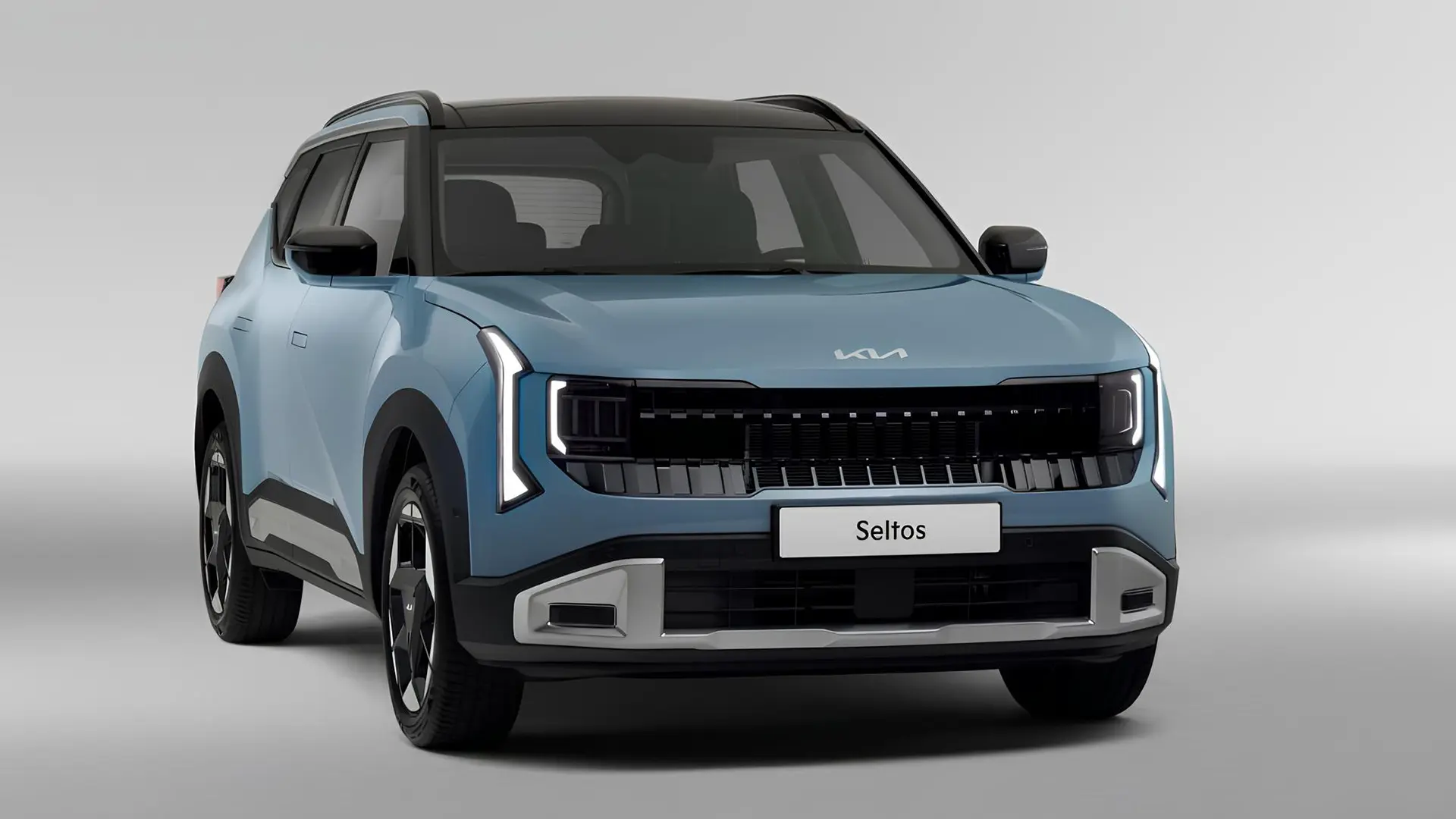 Оновлений Kia Seltos у блакитному кольорі з гібридною силовою установкою