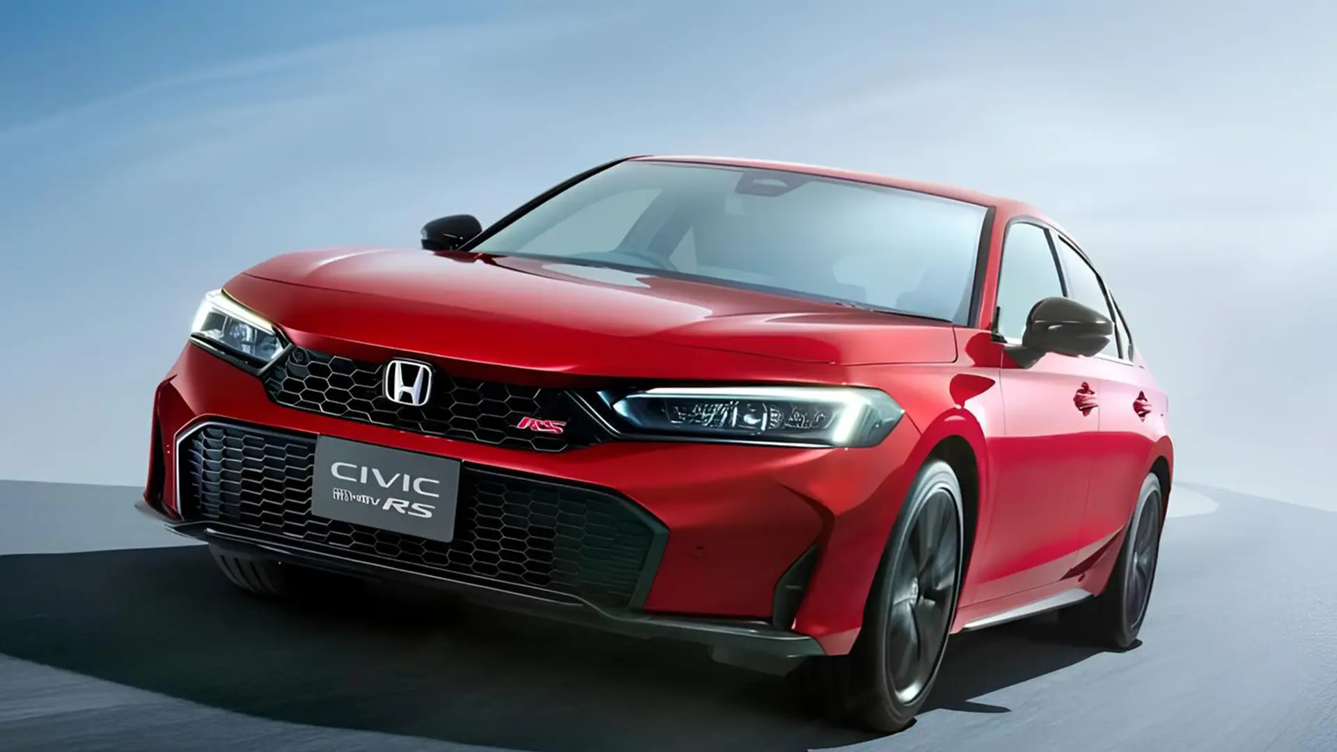 Honda Civic e:HEV RS червоного кольору у спортивному виконанні на офіційному зображенні