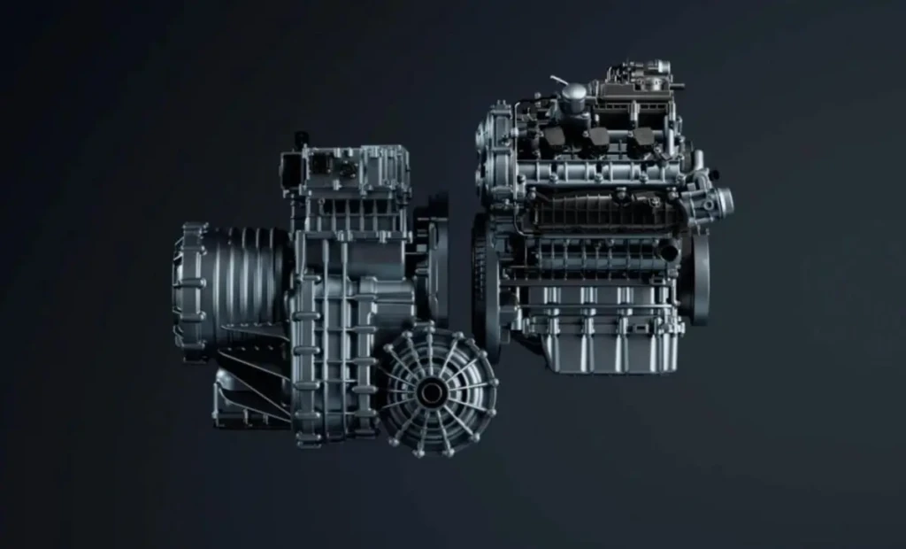 Бензиновий двигун V6 W30 Renault Geely на темному фоні в студійному зображенні