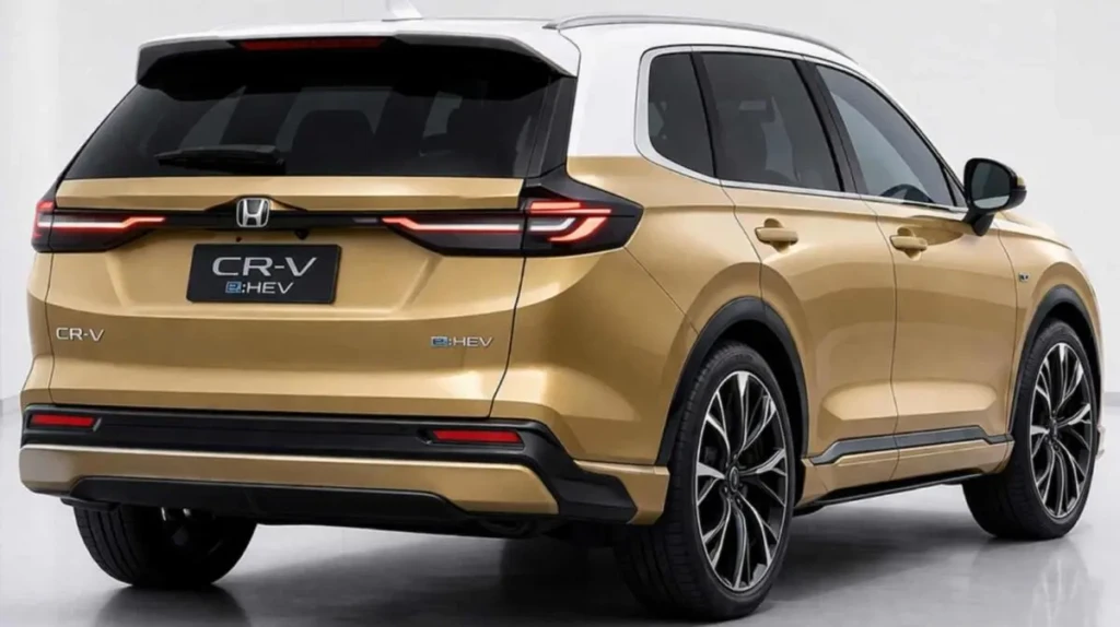 Новий Honda CR-V у золотистому кузові, вигляд спереду збоку
