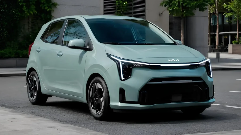 Світло-зелений Kia EV1 на міській вулиці