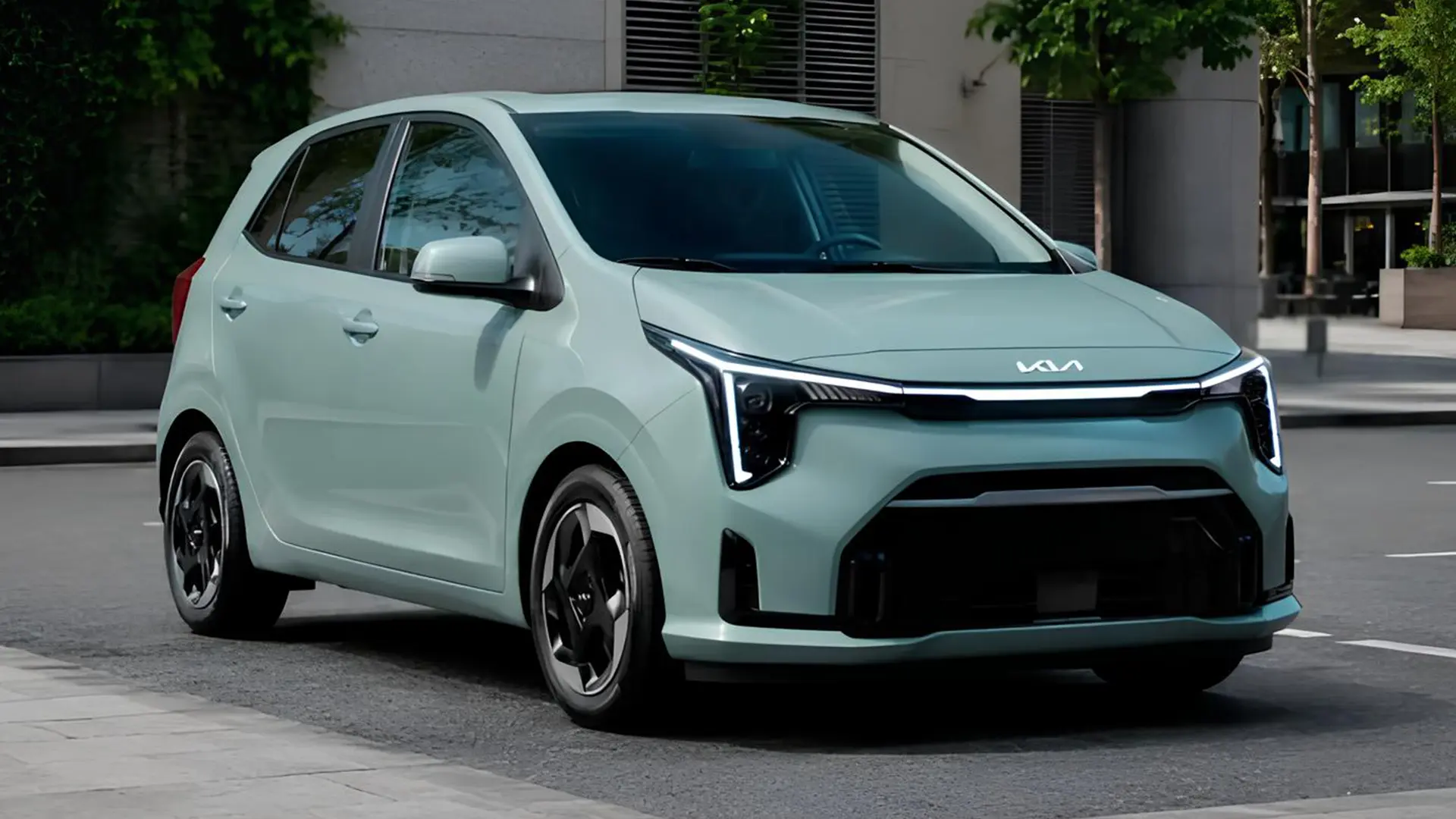 Світло-зелений Kia EV1 на міській вулиці