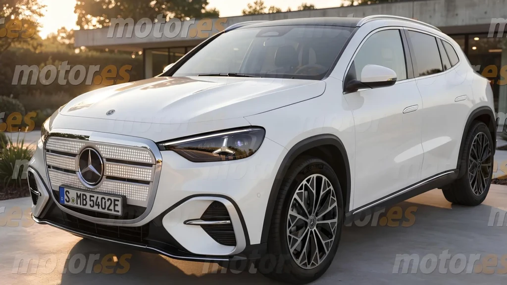 Білий Mercedes GLA 2027 біля сучасного будинку