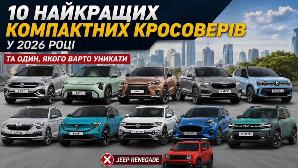 Обкладинка статті про 10 найкращих компактних кросоверів 2026 року