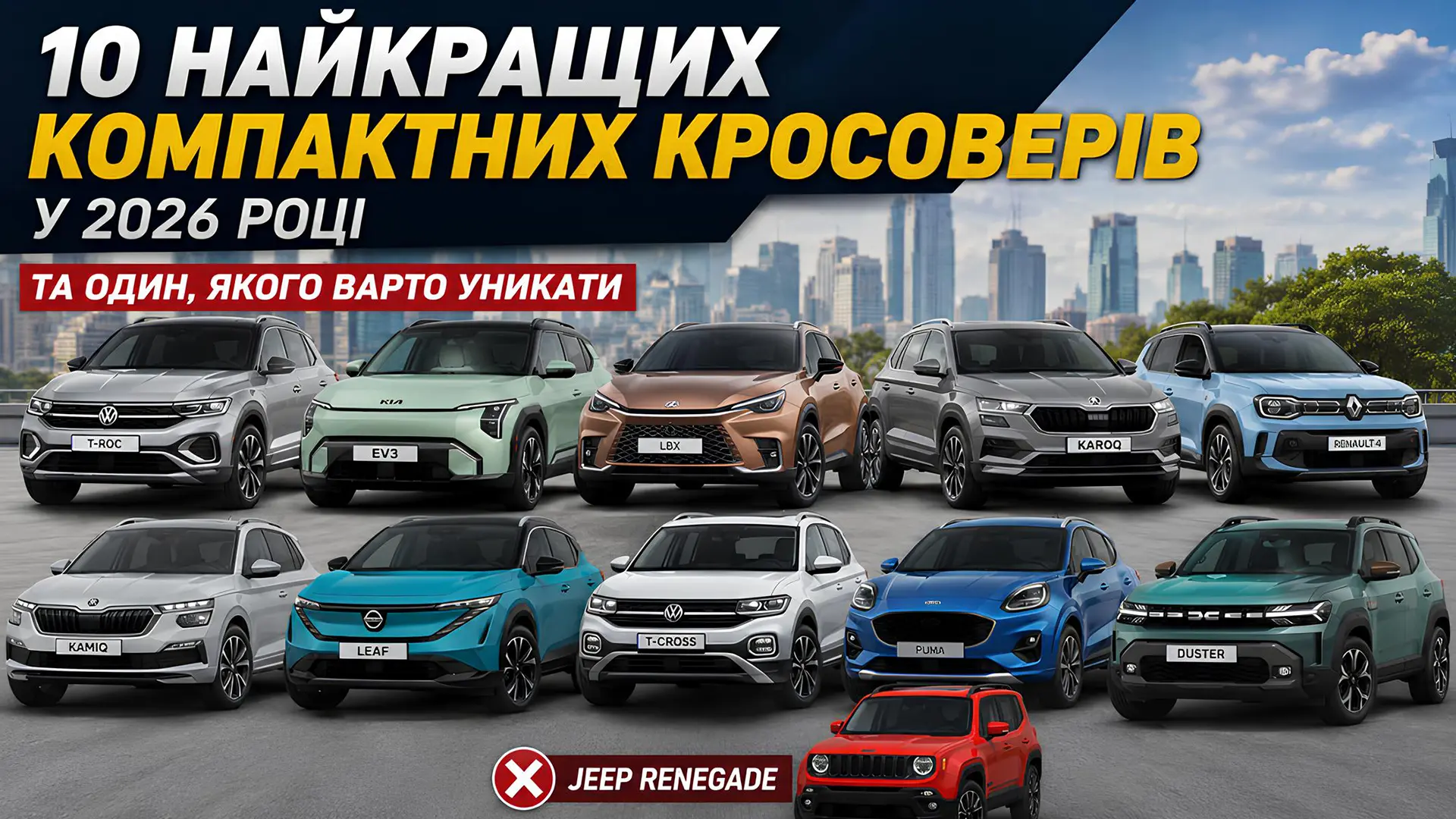 Обкладинка статті про 10 найкращих компактних кросоверів 2026 року