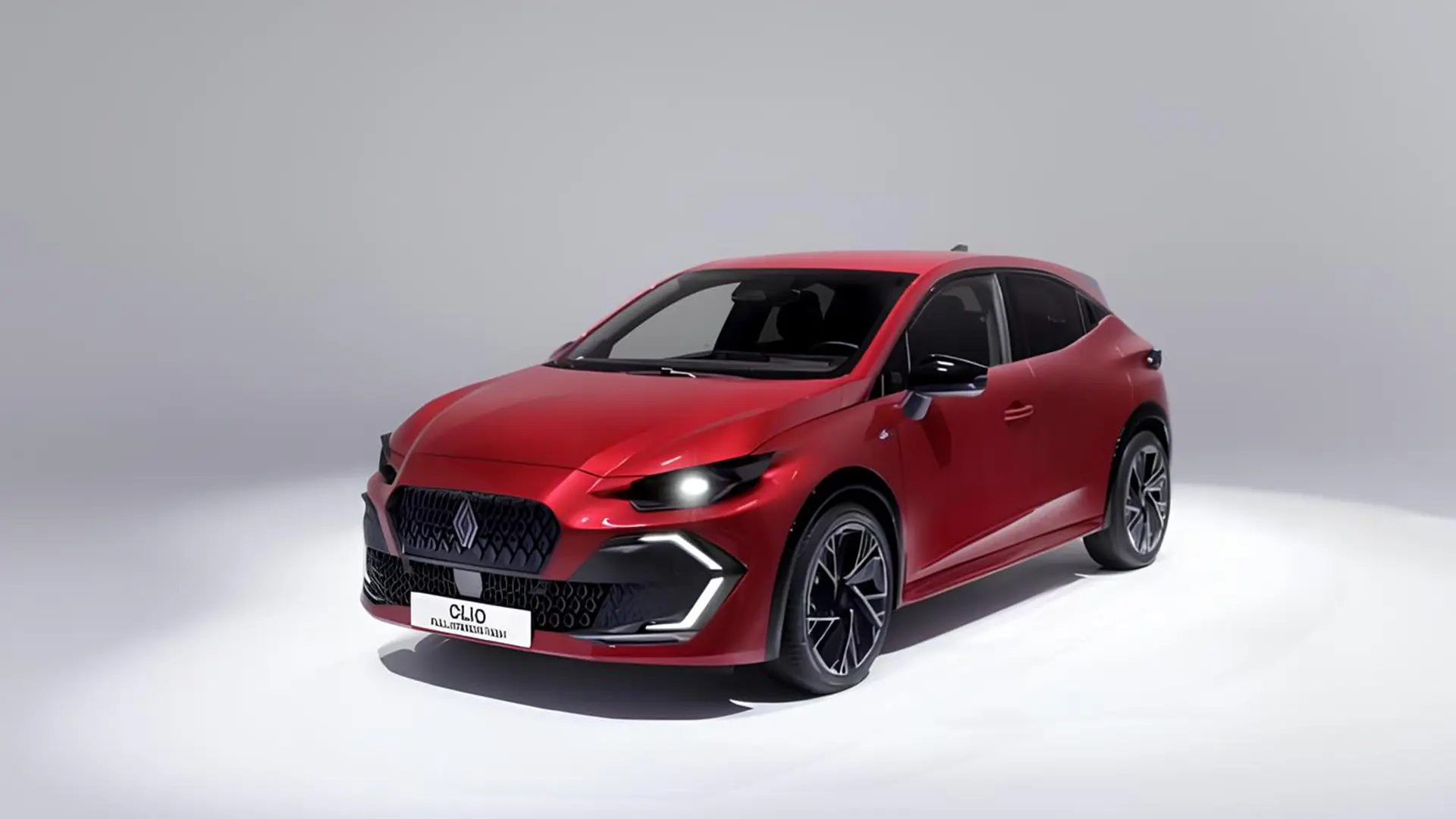 Червоний Renault Clio для європейського ринку на світлому фоні