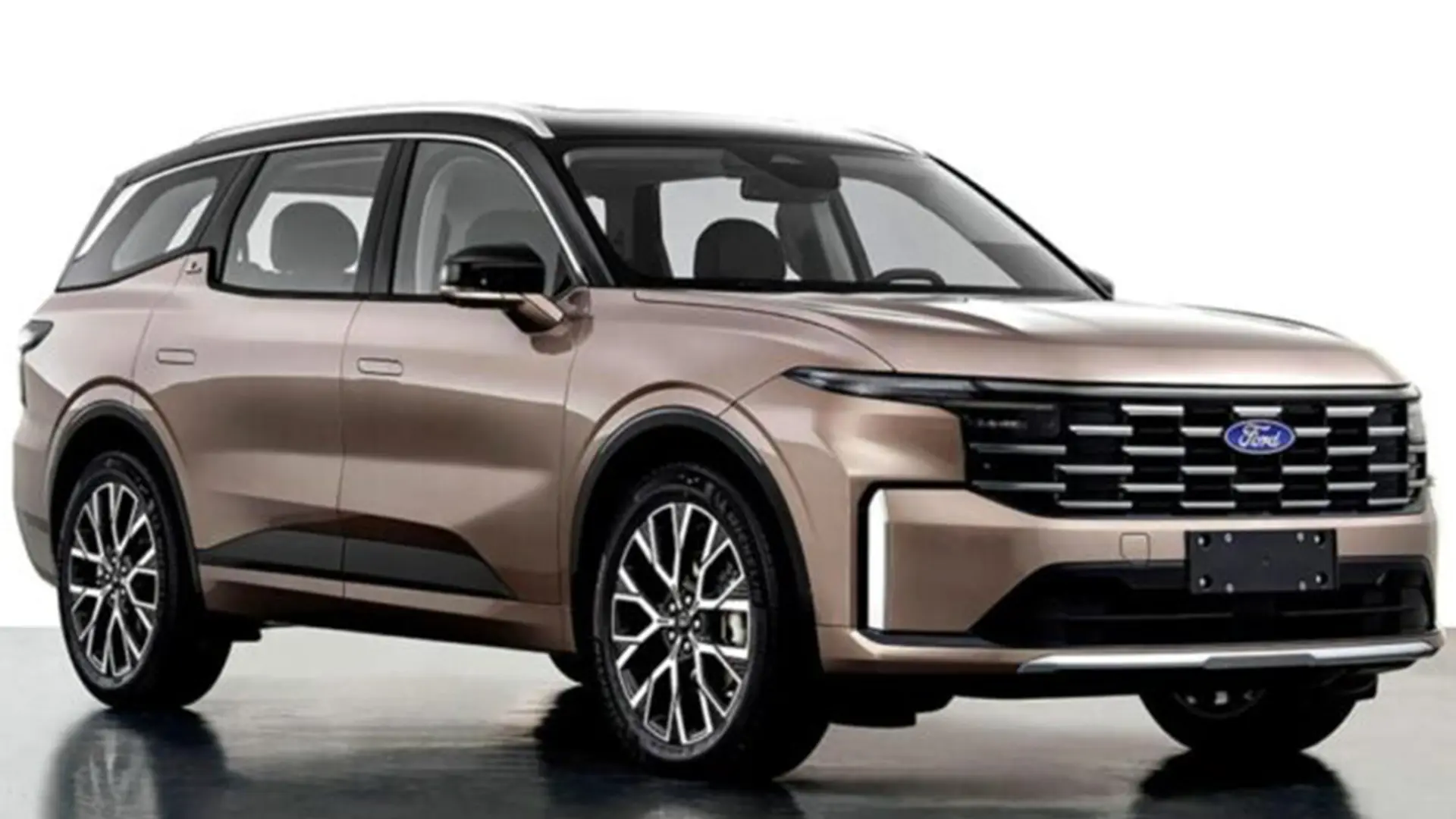 Новий Ford Edge L 2026 у бежевому кольорі на білому фоні