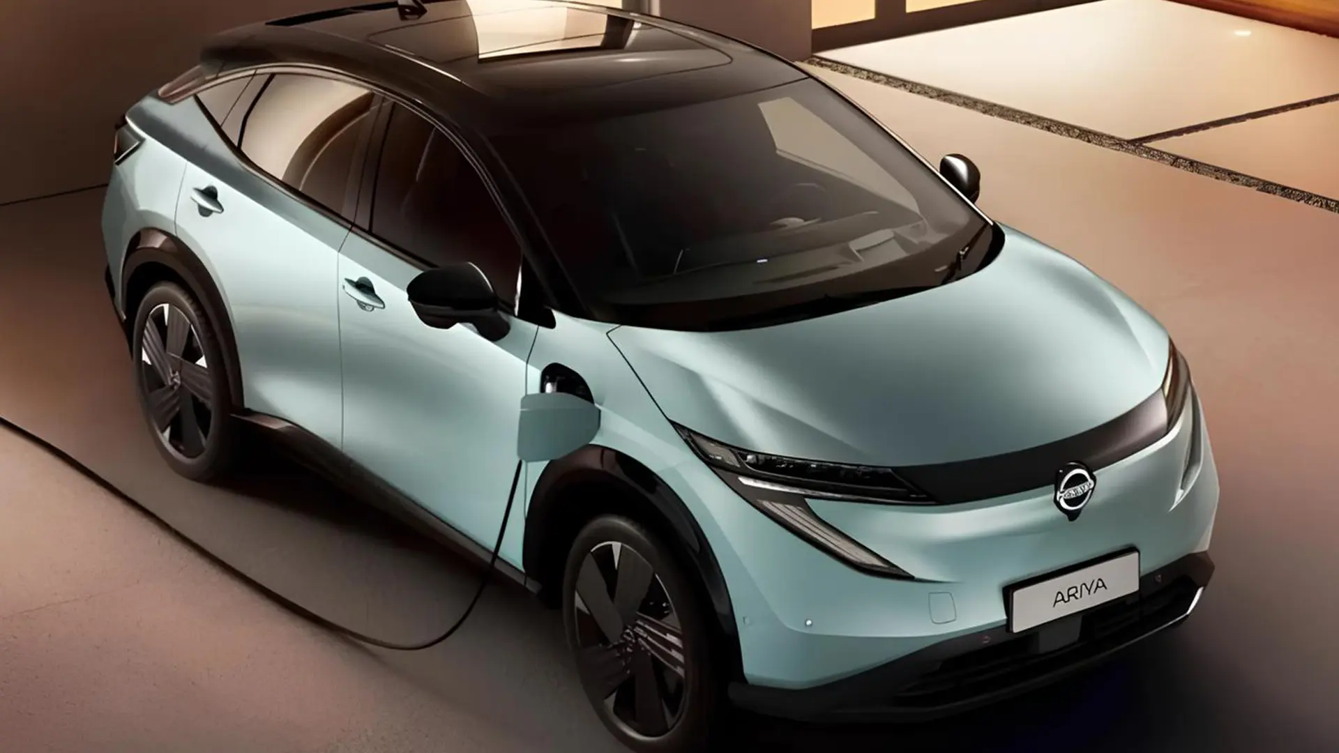 Nissan Ariya 2027 на заряджанні у світлому кузові