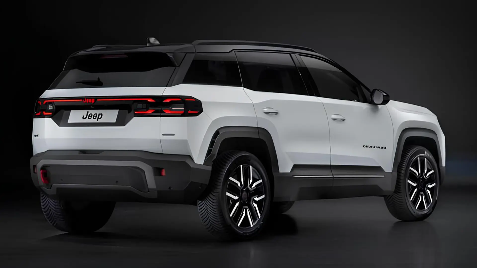 Новий Jeep Renegade білого кольору з чорним дахом у студійному освітленні