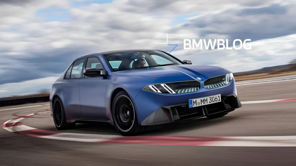 Синій BMW M3 у русі на гоночній трасі