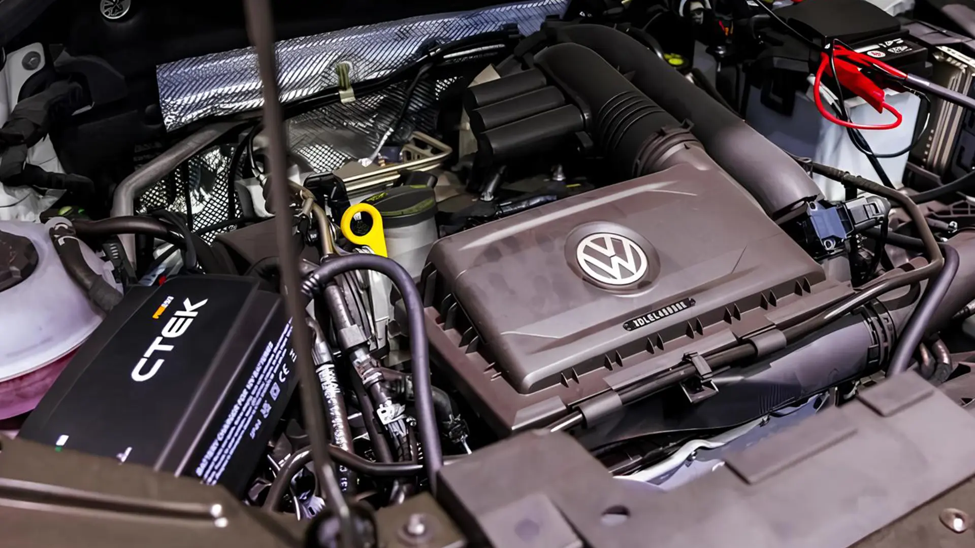 Двигун Volkswagen під капотом автомобіля крупним планом