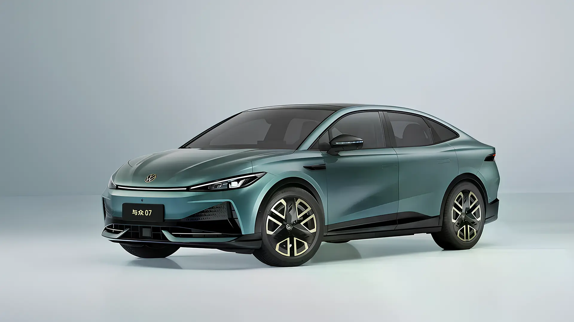 Зелений Volkswagen ID. Unyx 07 у студійному зображенні