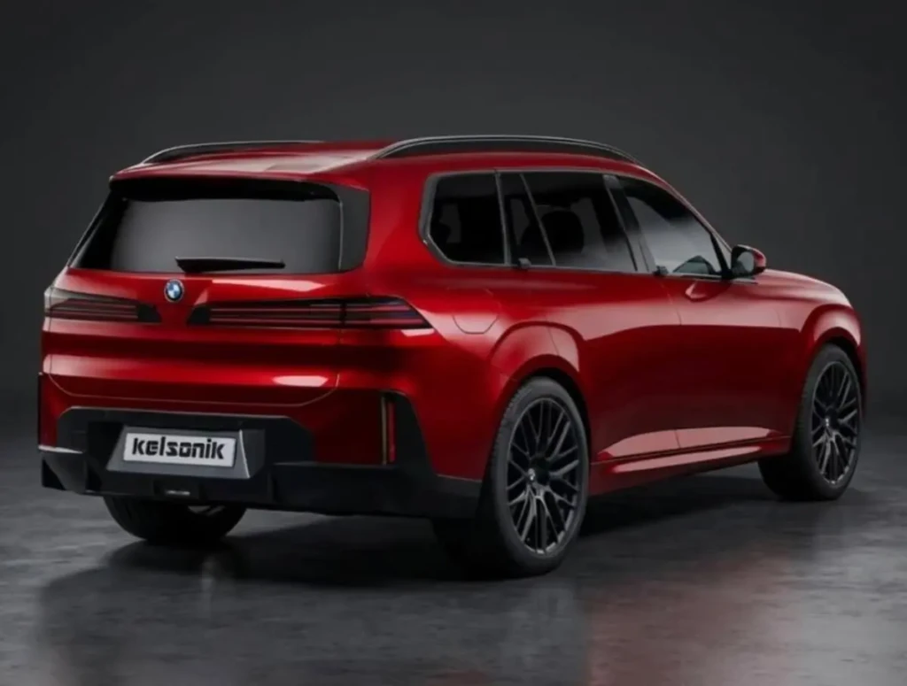 Червоний BMW X7 на темному студійному фоні