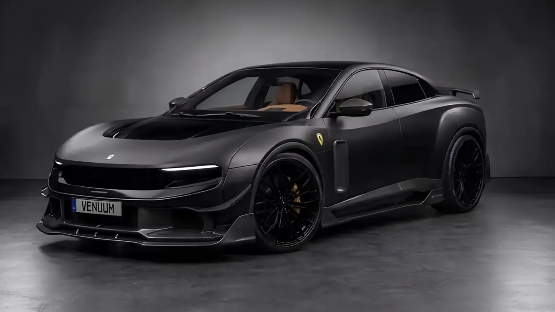 Ferrari Luce Venuum Black у матово-чорному виконанні на темному фоні