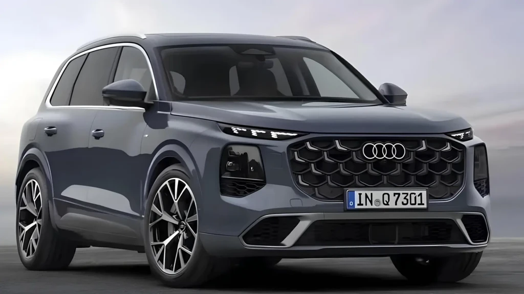 Новий Audi Q7 2026 у сірому кольорі з оновленою передньою частиною